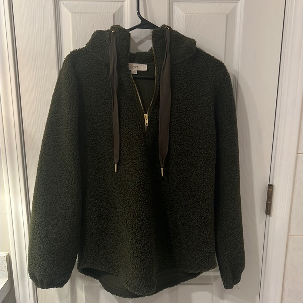 LOFT Dark Green Sherpa Pullover